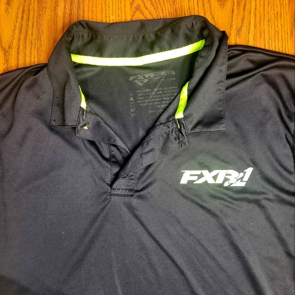 FXR Polo Shirt Men’s XL Black Yellow/Green Logo Performance Outdoor Wear A94 - Picture 2 of 6